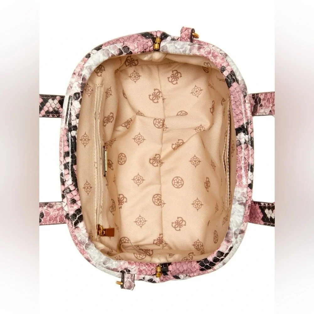 New GUESS Errin Snakeskin Small Frame Satchel